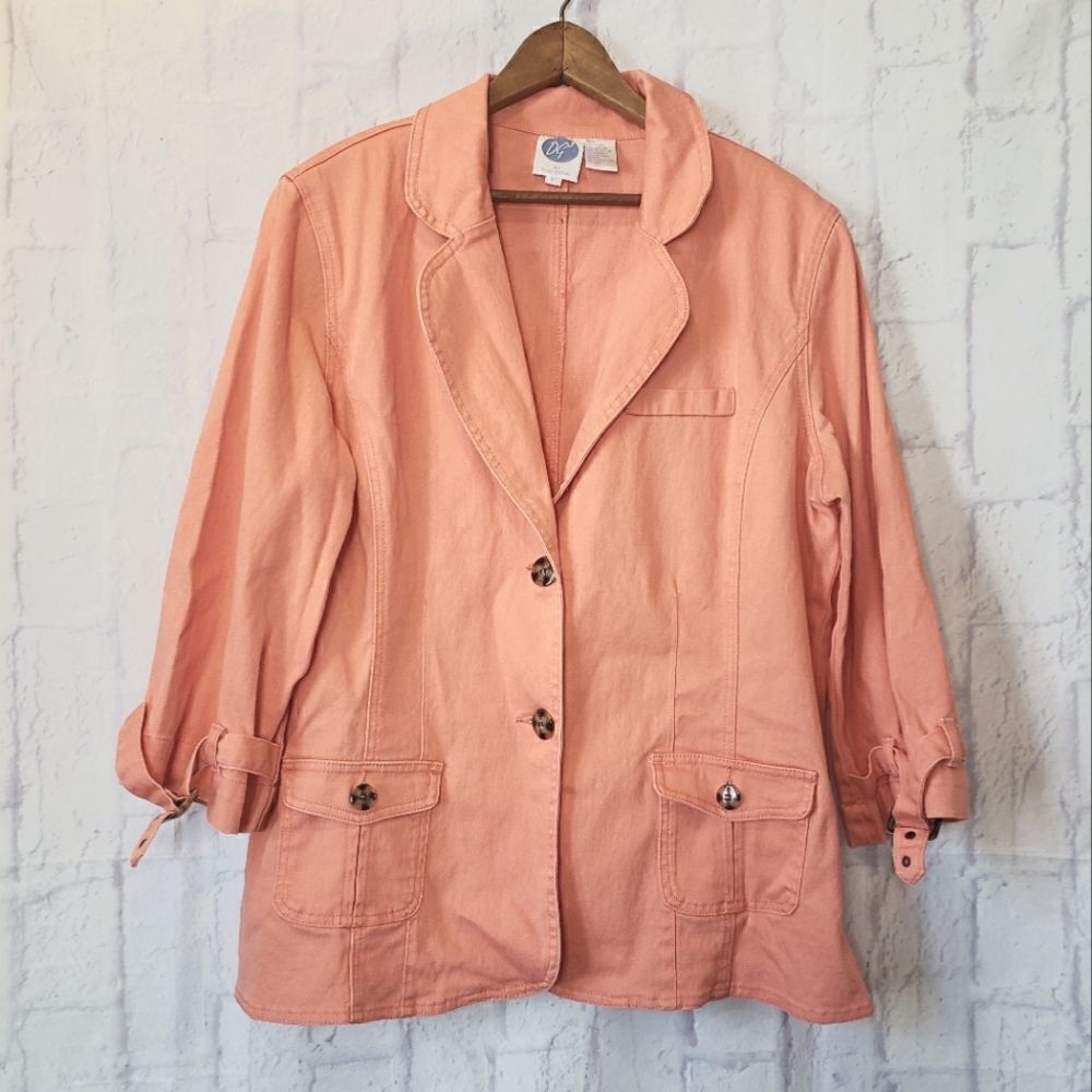 DG2 BY DIANE GILMAN Button Front Blazer Jacket